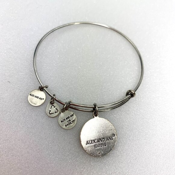 Alex and Ani Silver Initial P Charm Bracelet - Expands 2"- 3.5" - Picture 2 of 2